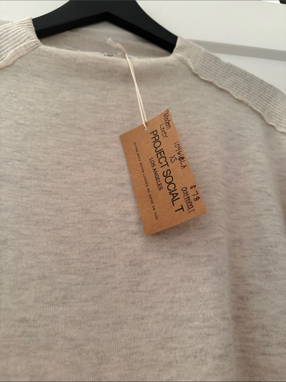 NWT Project Social T oatmeal crewneck pullover XS roomy  Could def fit a small - Picture 3 of 6